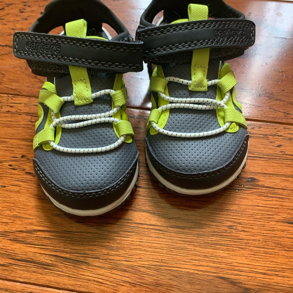 Carter's Gray and Green Sneakers with Velcro Straps